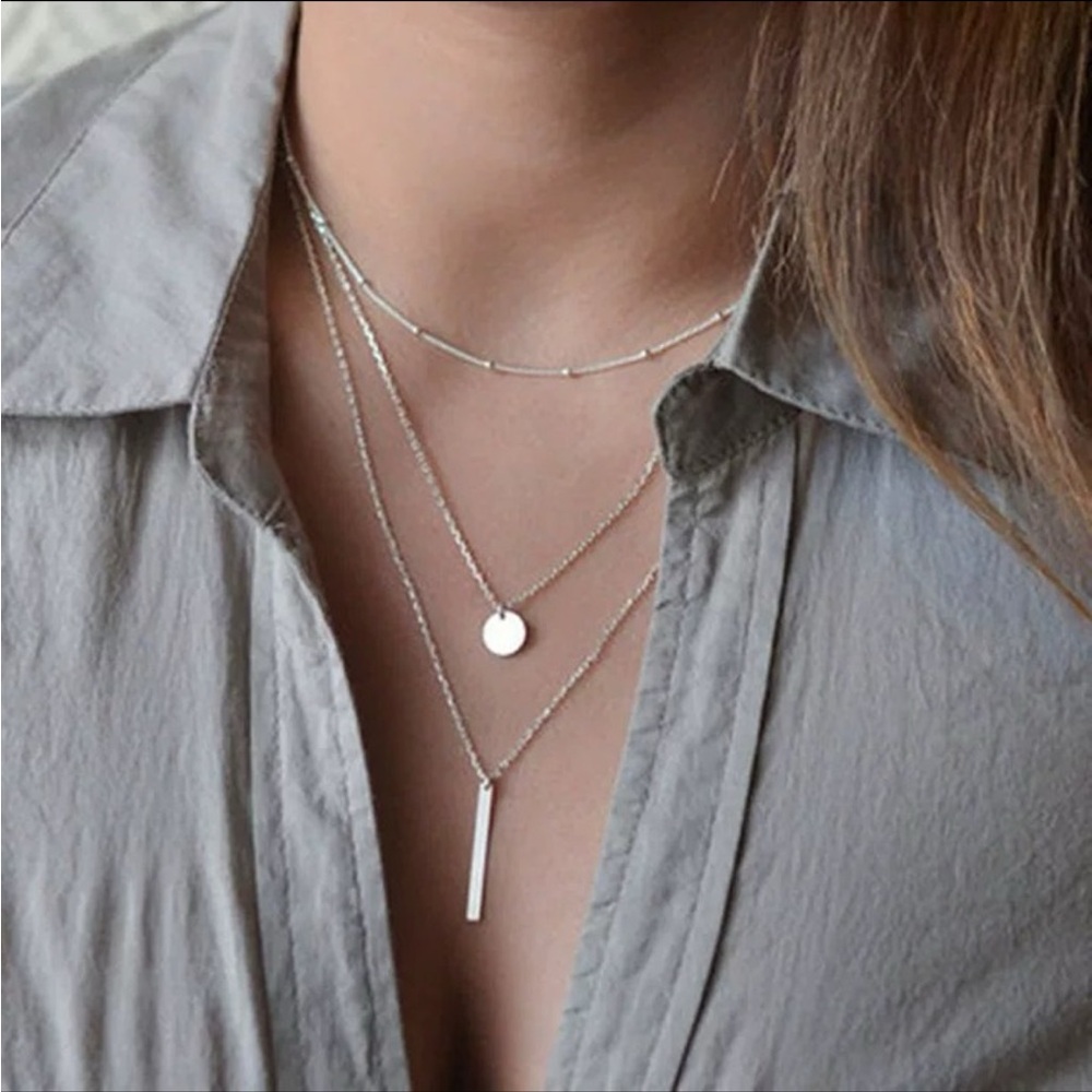 Elegant Silver Layered Necklace Set women alloy Necklace bundle lot